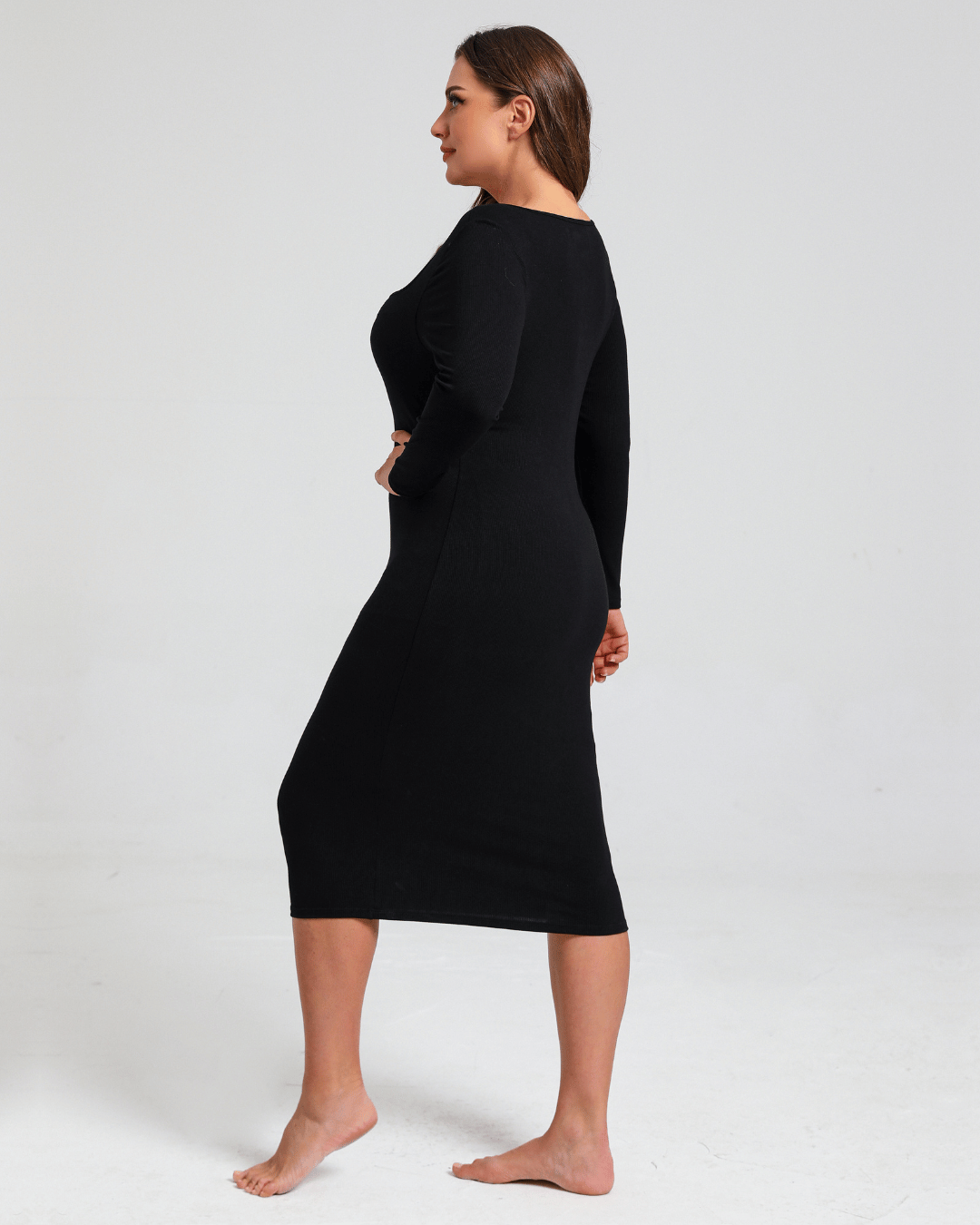 Langärmeliges Midi Shapewear Kleid