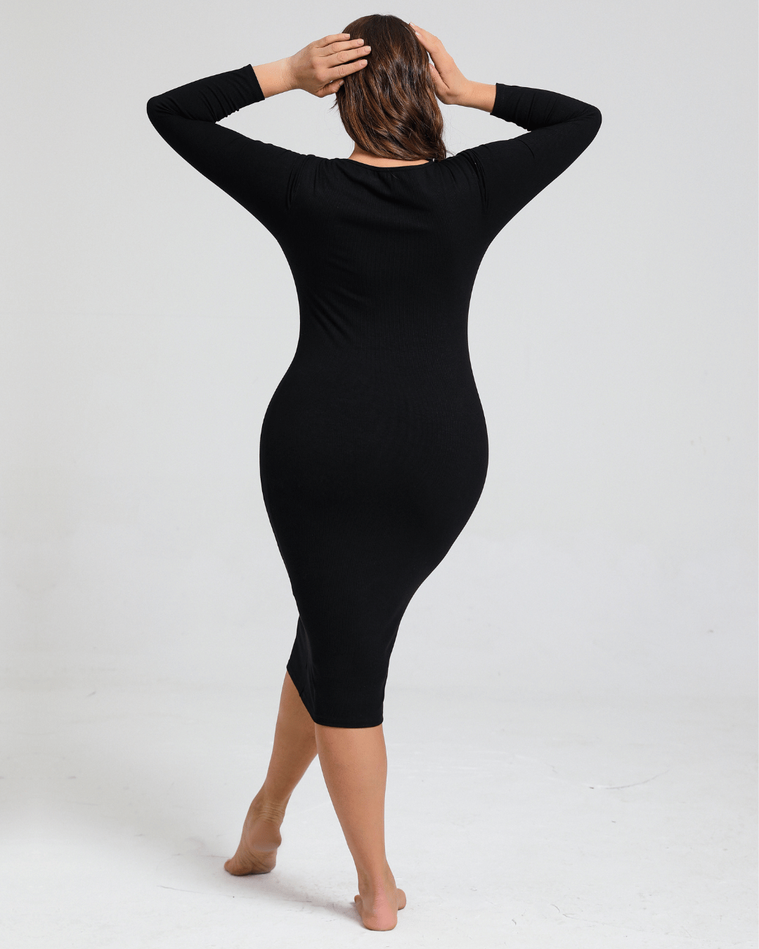 Langärmeliges Midi Shapewear Kleid