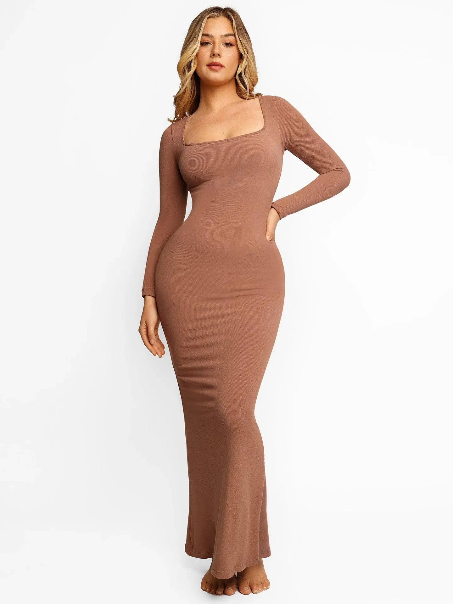 GC Maxi Shapewear-Kleid mit langen Ärmeln
