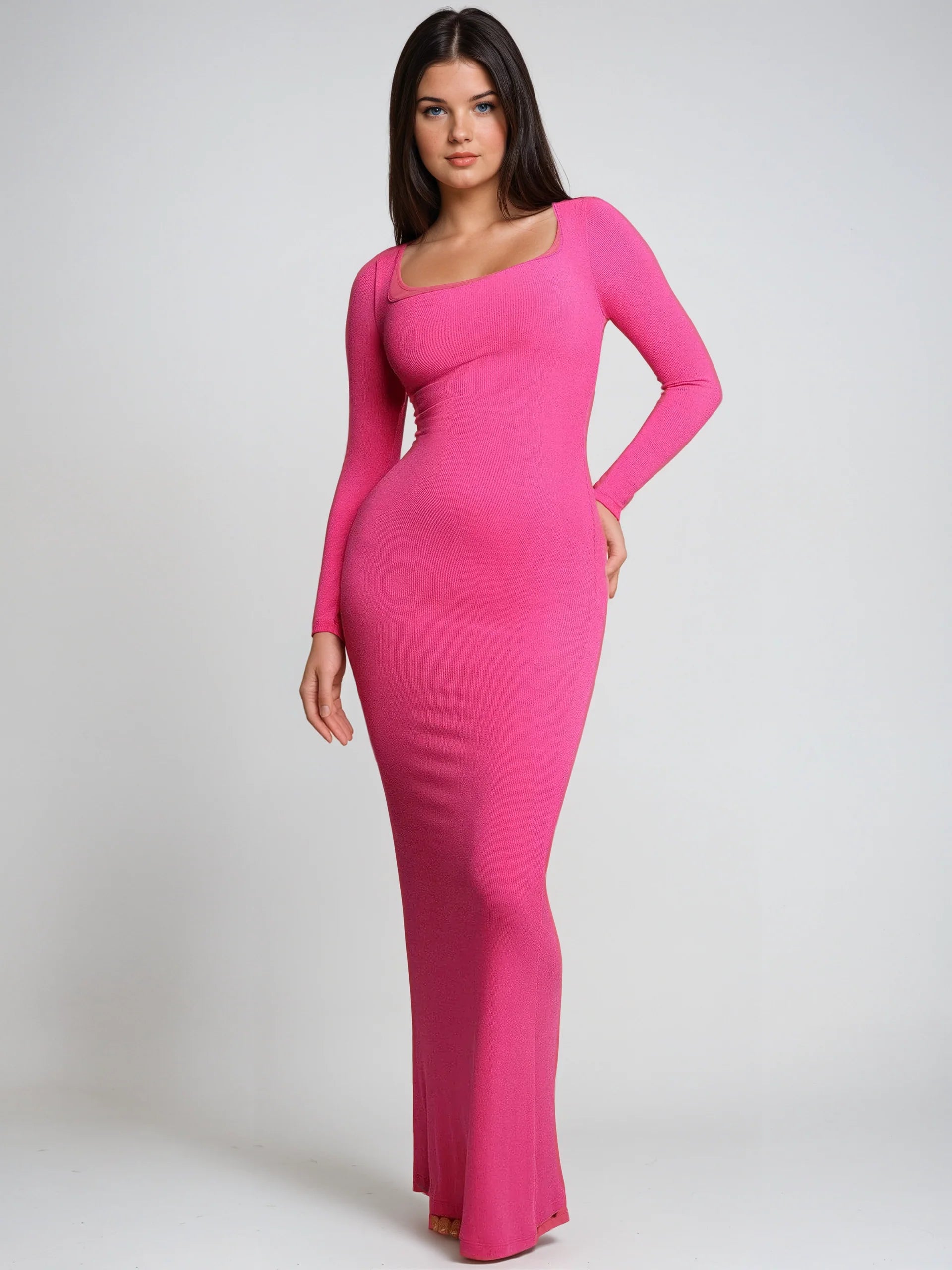 GC Maxi Shapewear-Kleid mit langen Ärmeln