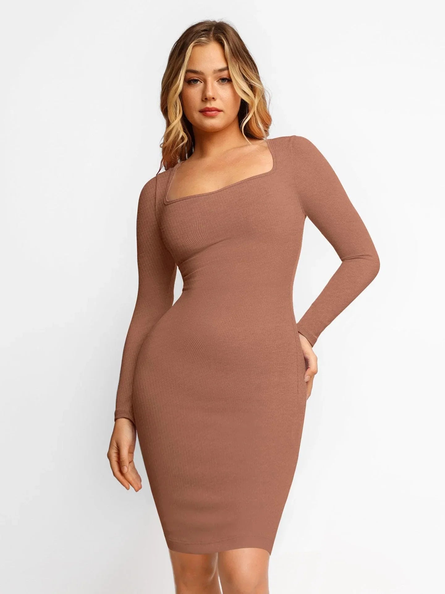 GC Midi Shapewear-Kleid mit langen Ärmeln