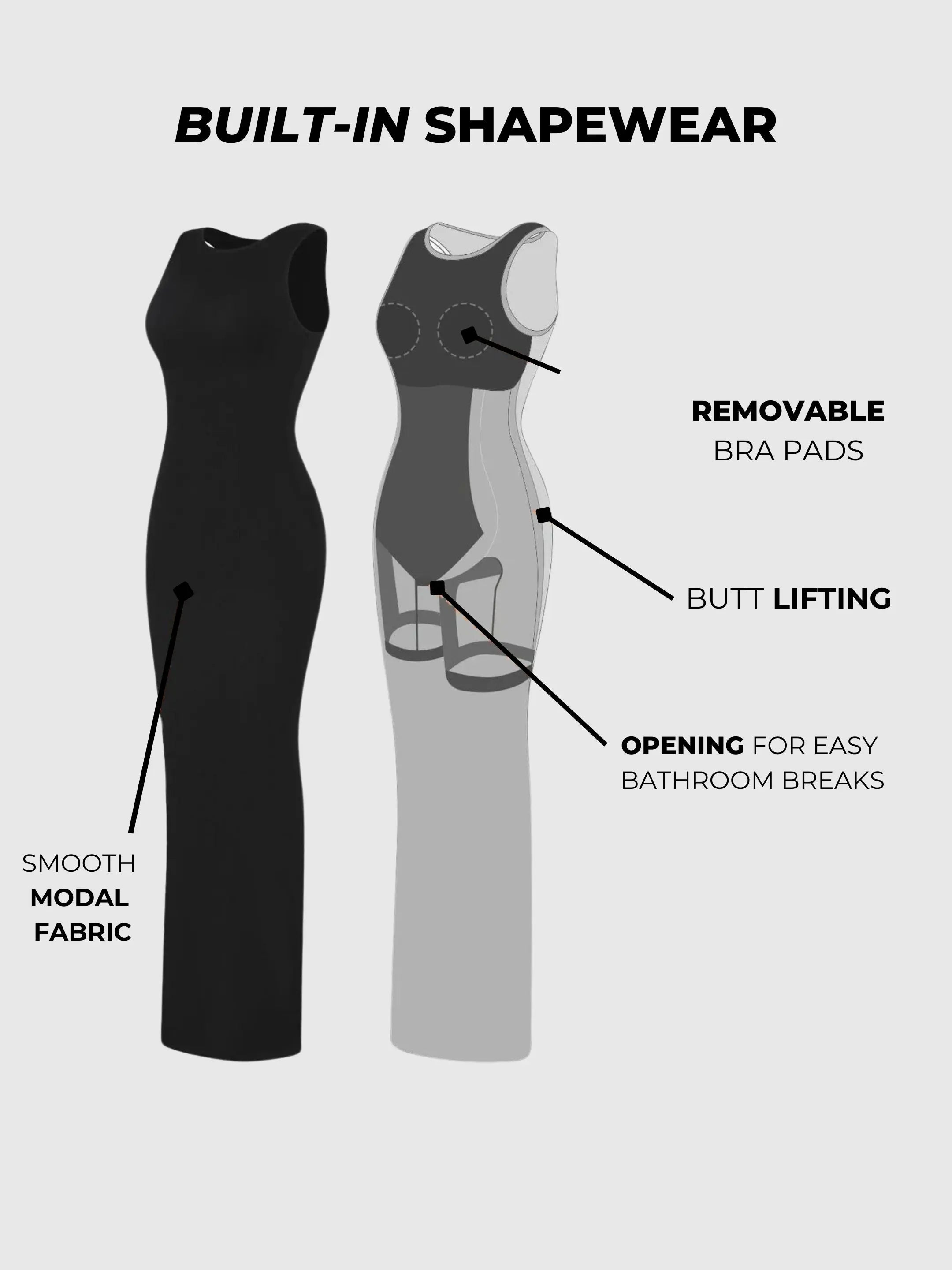 GC Crew Neck Maxi Shapewear-Kleid