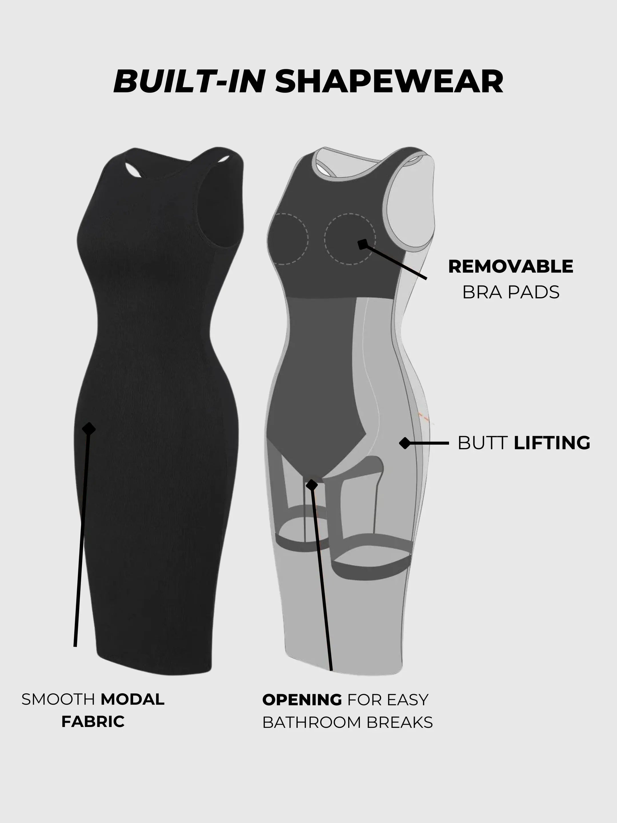 GC Crew Neck Midi Shapewear-Kleid